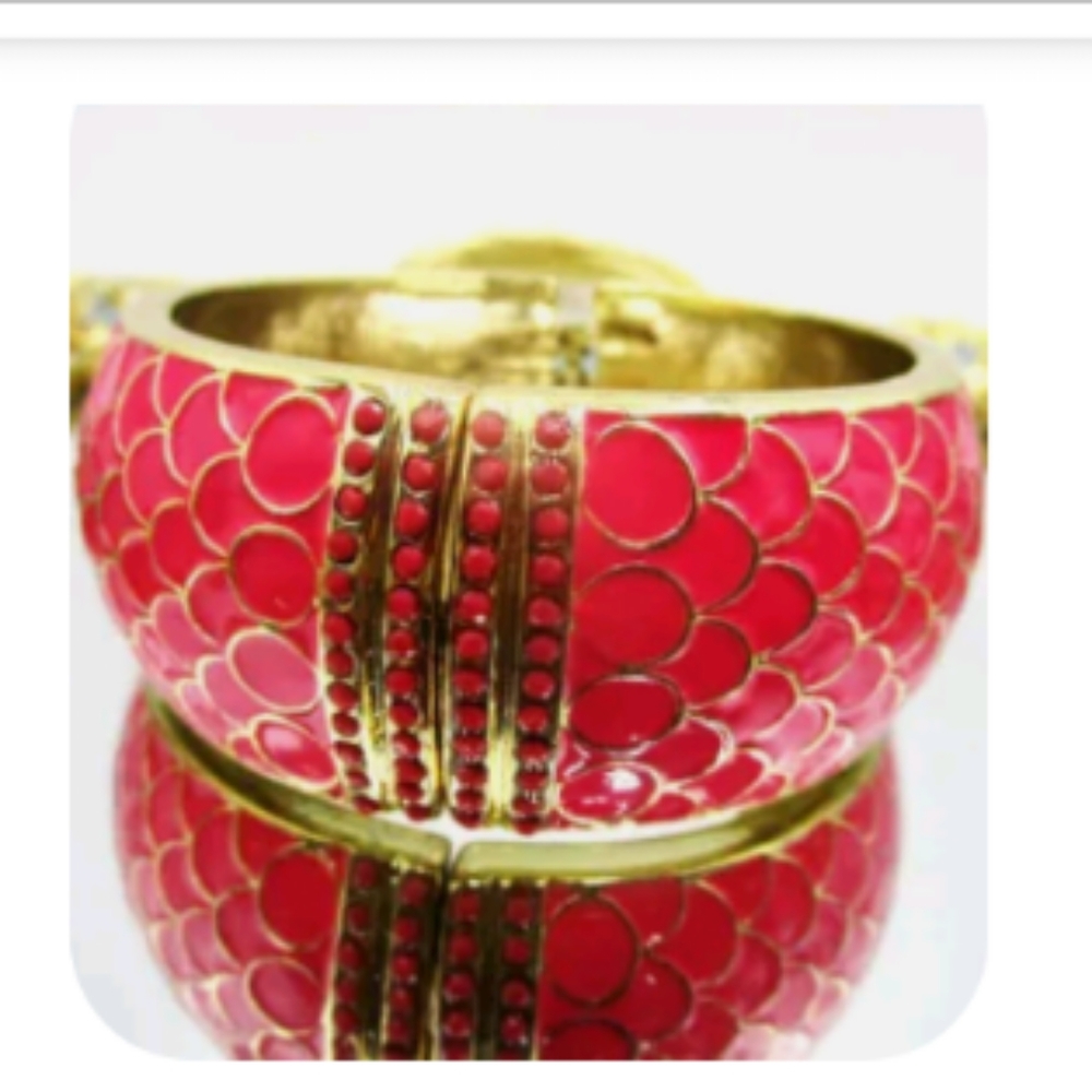 New wide Pink and gold scale cuff bracelet